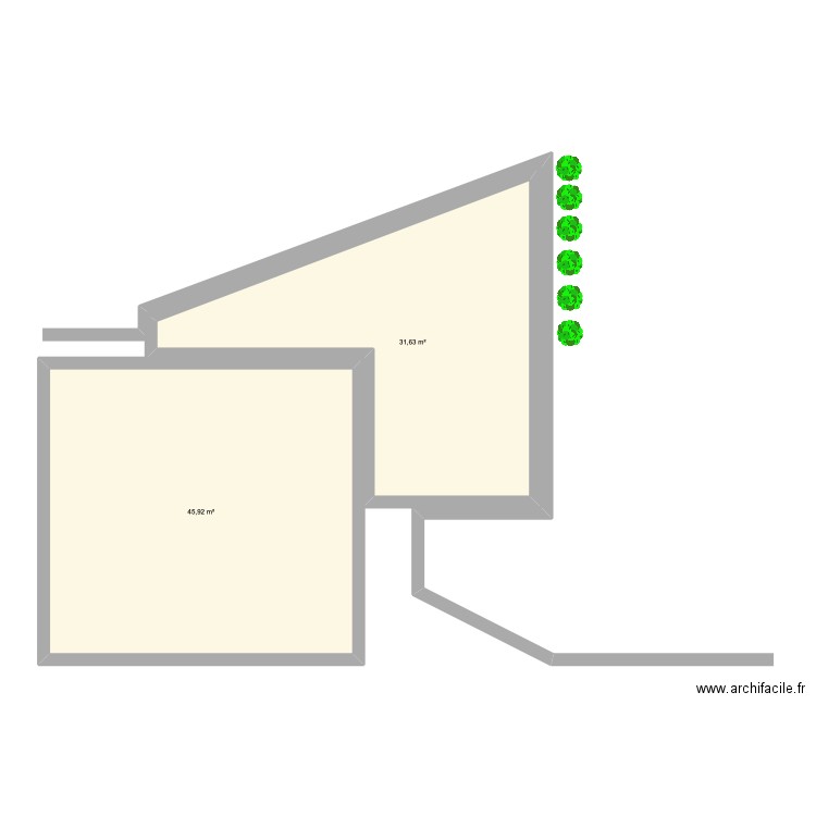 Travaux extérieurs. Plan de 2 pièces et 78 m2