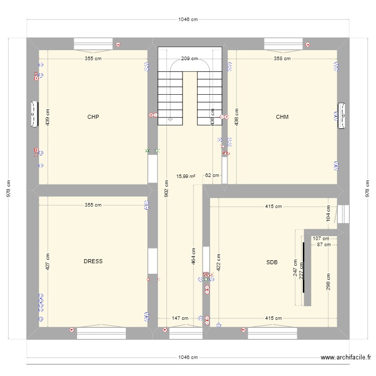 Schéma de position ETAGE. Plan de 5 pièces et 79 m2