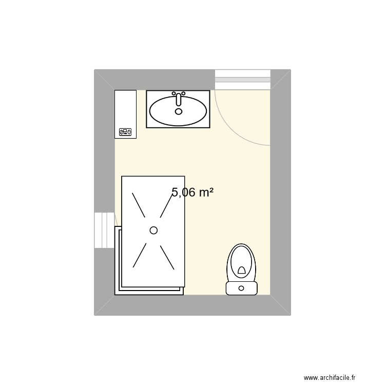 sdb fontaine. Plan de 1 pièce et 5 m2