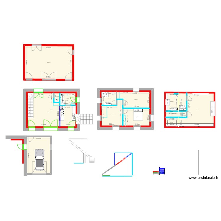 projet1. Plan de 20 pièces et 264 m2