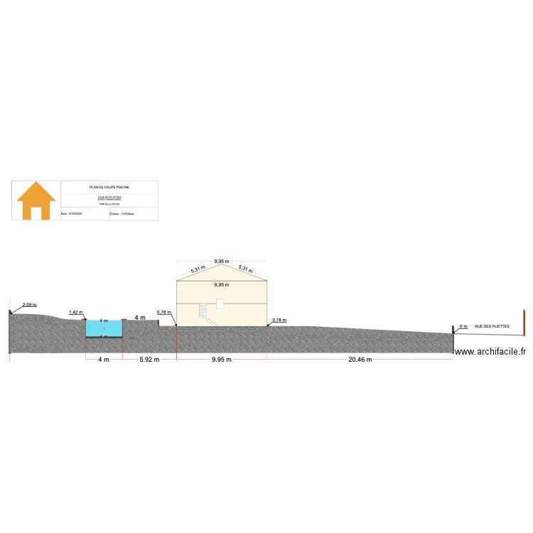 PLAN DE COUPE PISCINE. Plan de 0 pièce et 0 m2