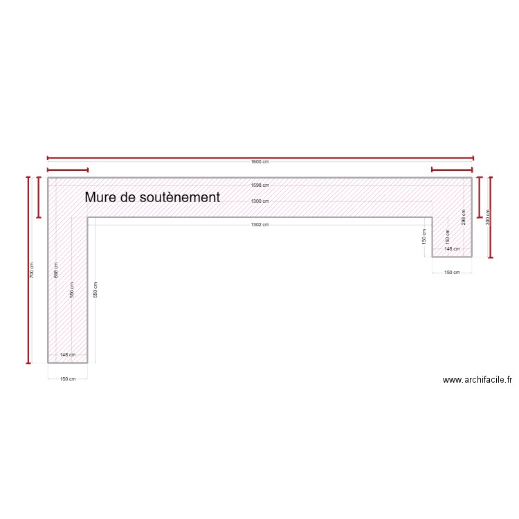 mur de soutènement 2. Plan de 1 pièce et 34 m2