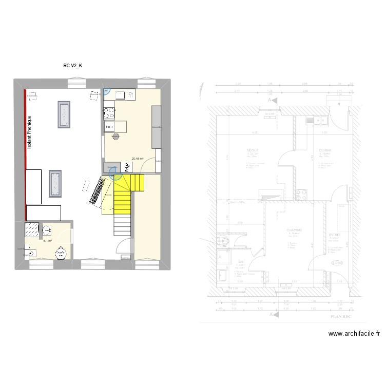 RC V2_K. Plan de 3 pièces et 26 m2