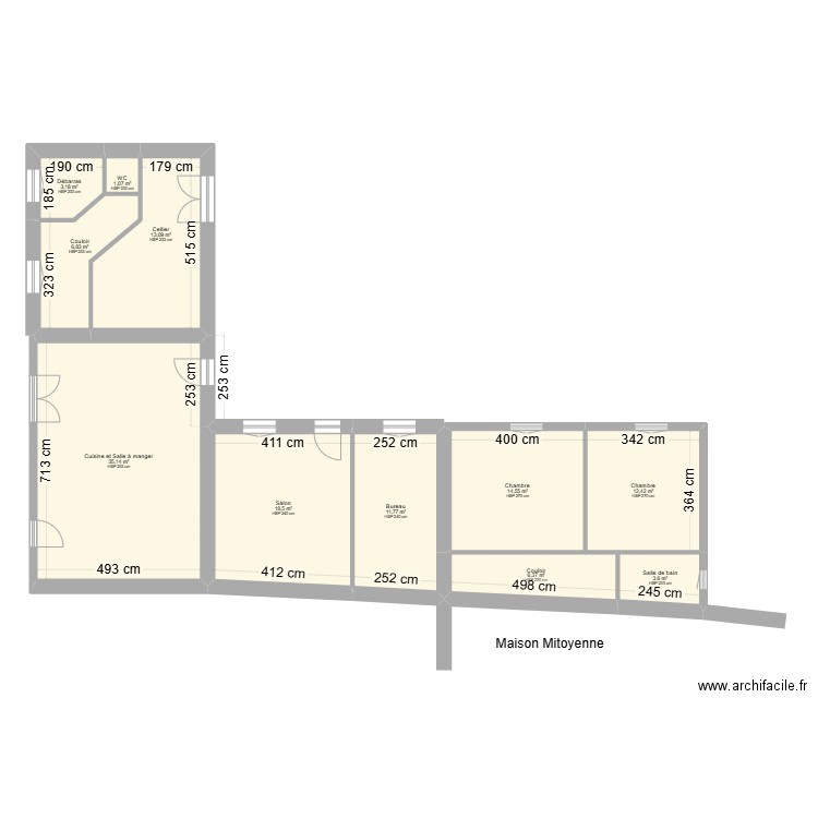 SARLE RDC. Plan de 11 pièces et 127 m2