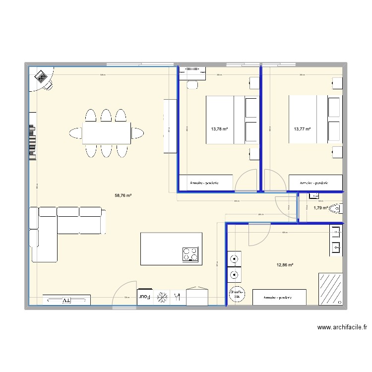 charque. Plan de 5 pièces et 101 m2