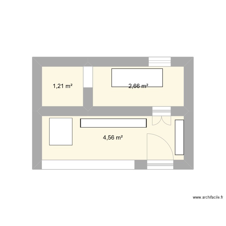 boutique. Plan de 3 pièces et 8 m2