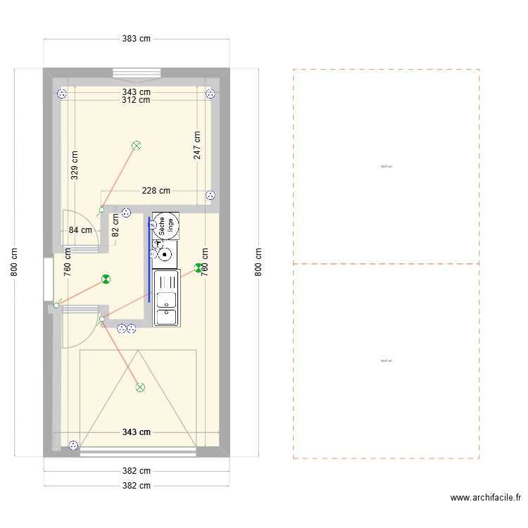 GARAGE DOMAZAN. Plan de 2 pièces et 34 m2