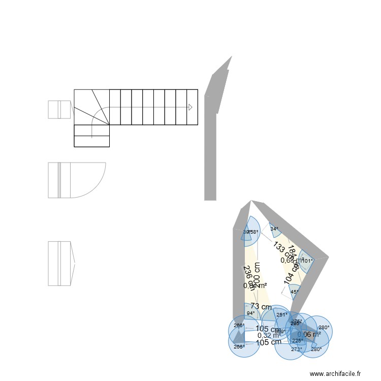 7 goudenèche. Plan de 4 pièces et 2 m2