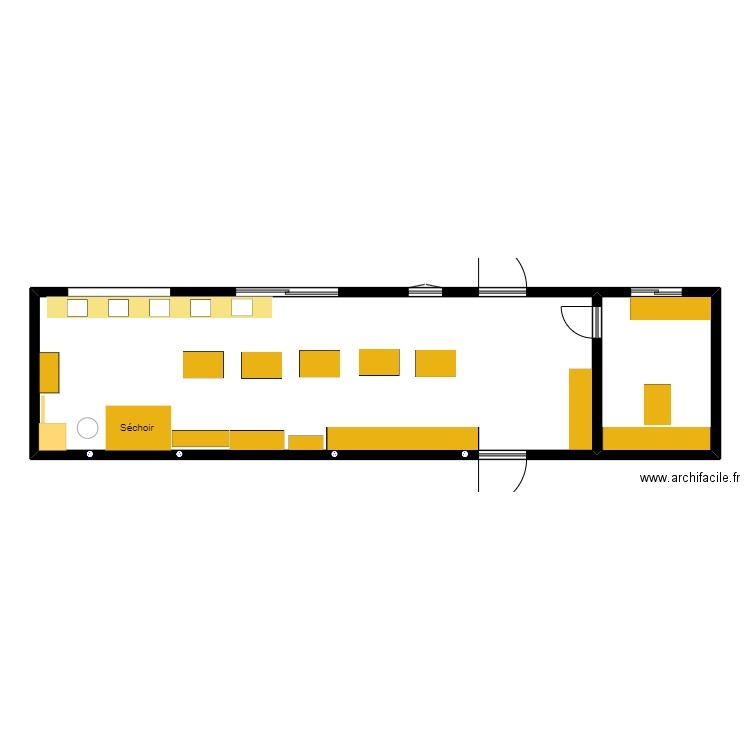 Salle de battage humide préconisations. Plan de 2 pièces et 87 m2