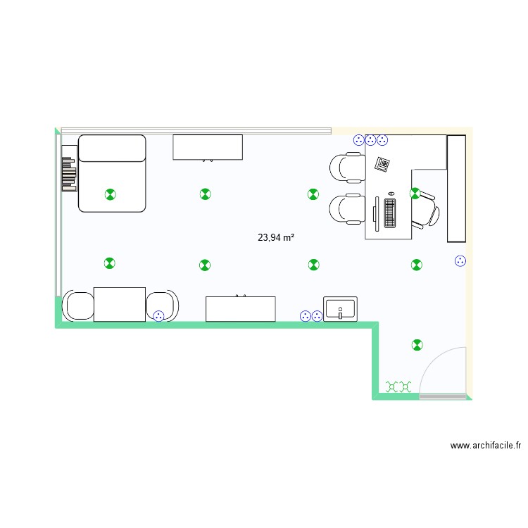 Bureau pôle santé. Plan de 1 pièce et 24 m2