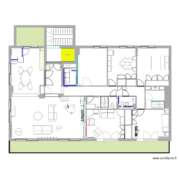 Appartement Enghien Mora variante 1711. Plan de 5 pièces et 179 m2