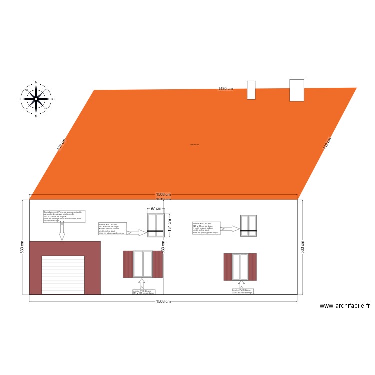 FACADE NORD Projetée. Plan de 0 pièce et 0 m2