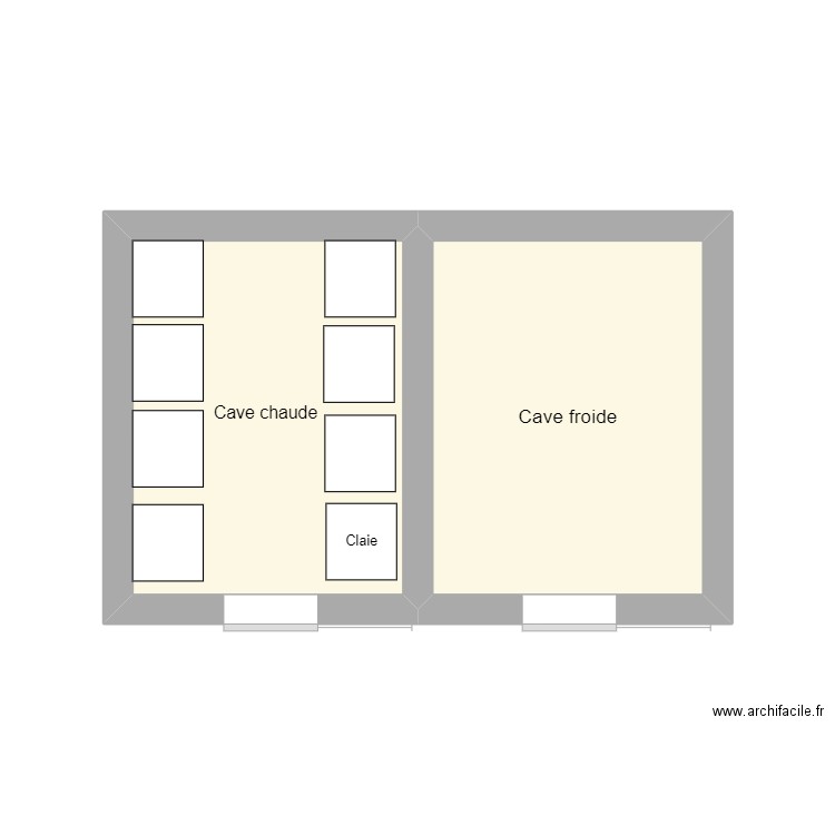 cave. Plan de 2 pièces et 14 m2