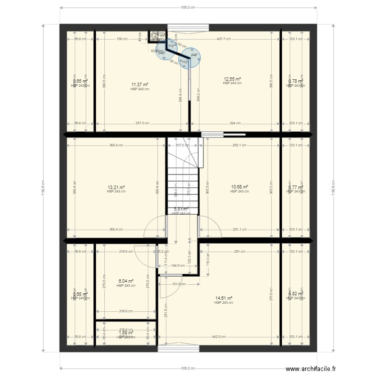 plan etage. Plan de 14 pièces et 95 m2