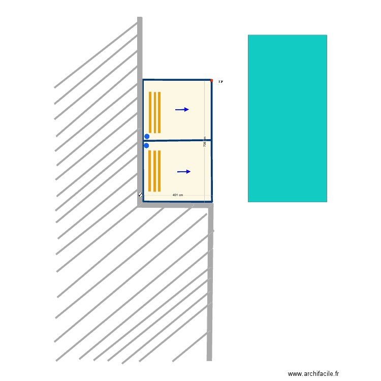 Dos santos Piscina. Plan de 2 pièces et 27 m2