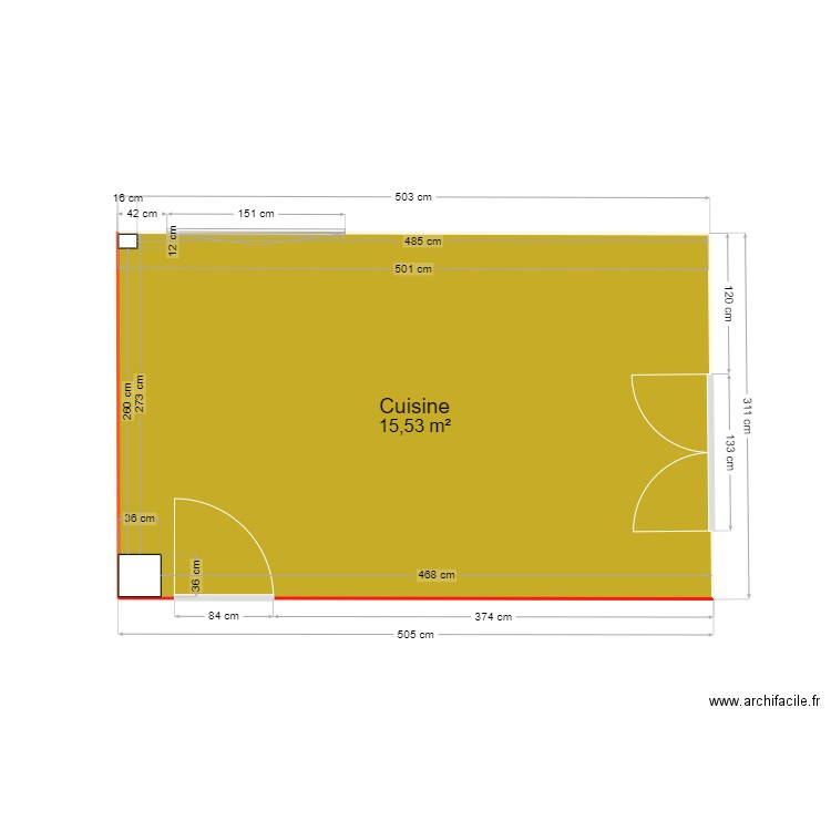 cuisine 1. Plan de 1 pièce et 16 m2