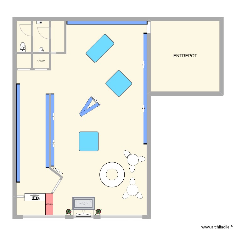 SAE . Plan de 3 pièces et 142 m2