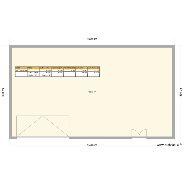 TEYSS Sous Sol. Plan de 1 pièce et 130 m2