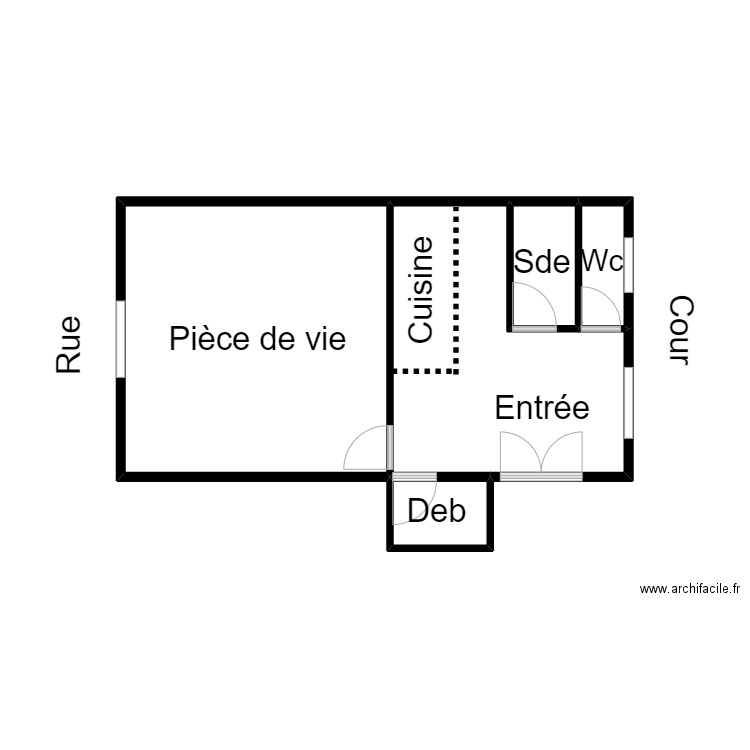 Martinn. Plan de 5 pièces et 46 m2