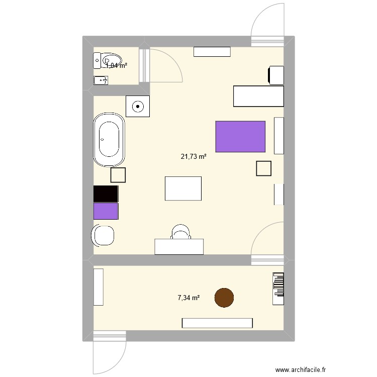 plan salon entre 2 bonnes pattes. Plan de 3 pièces et 30 m2