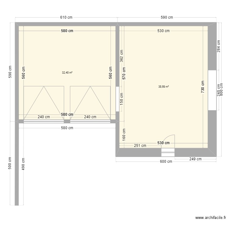 GARAGE 1. Plan de 2 pièces et 71 m2