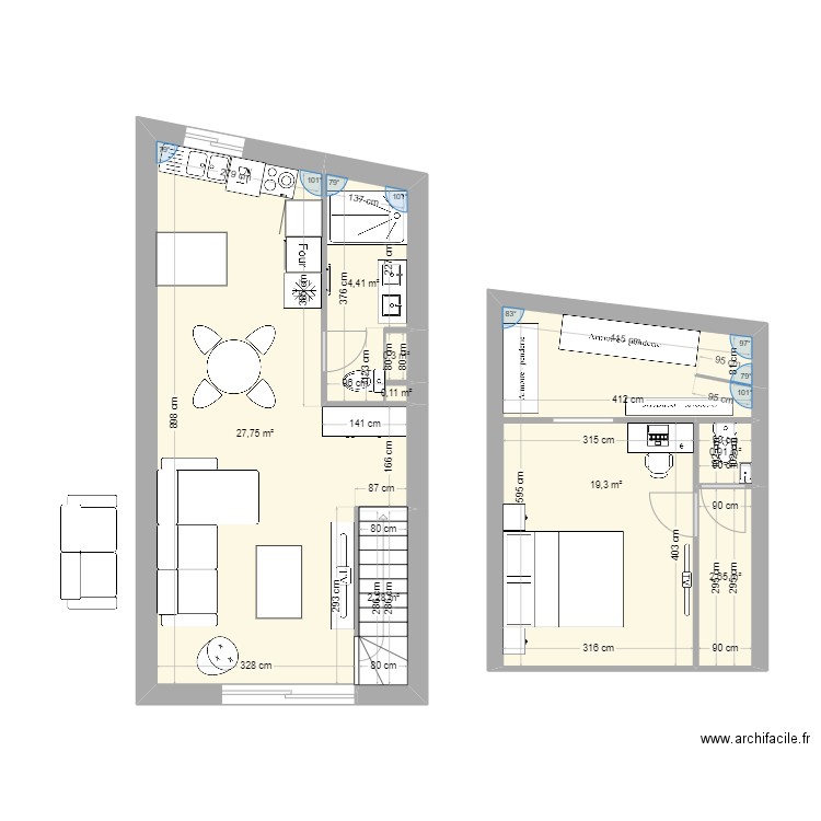 Appart Mauguio final v3 wc + pl sous esc. Plan de 8 pièces et 58 m2