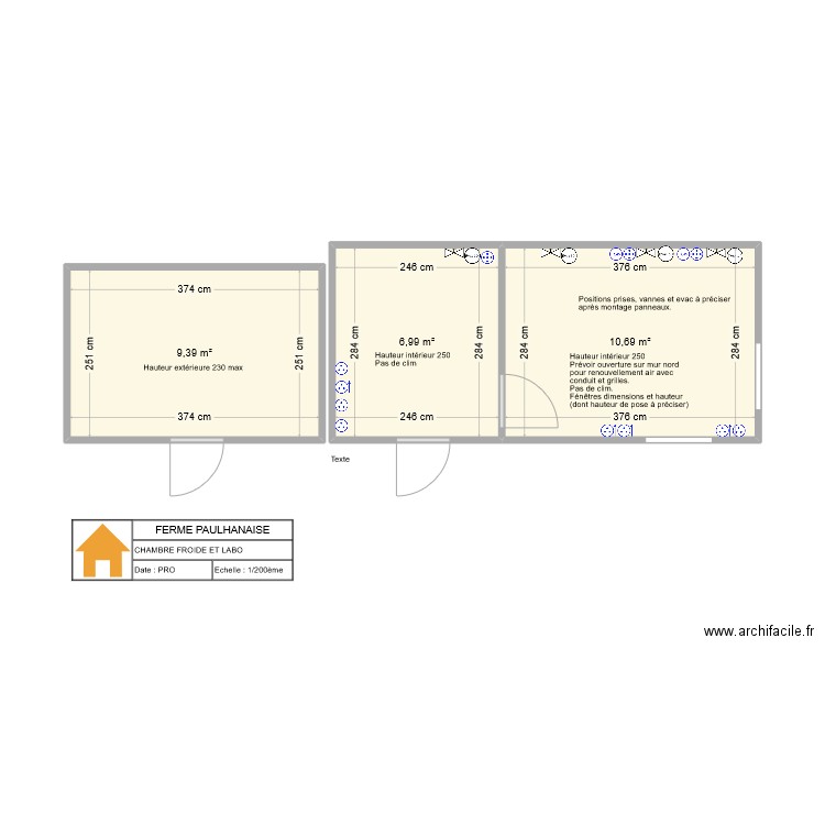 FERME PAULHANAISE CF LABO 3. Plan de 3 pièces et 27 m2