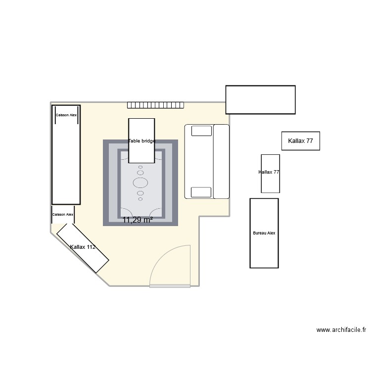 atelier 1. Plan de 1 pièce et 11 m2