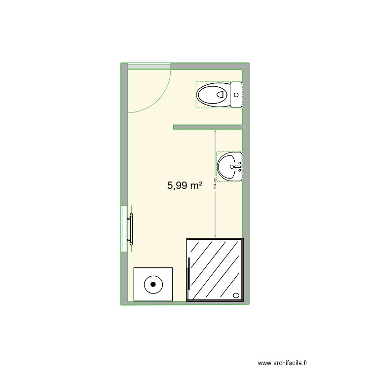 salle de bain. Plan de 1 pièce et 6 m2