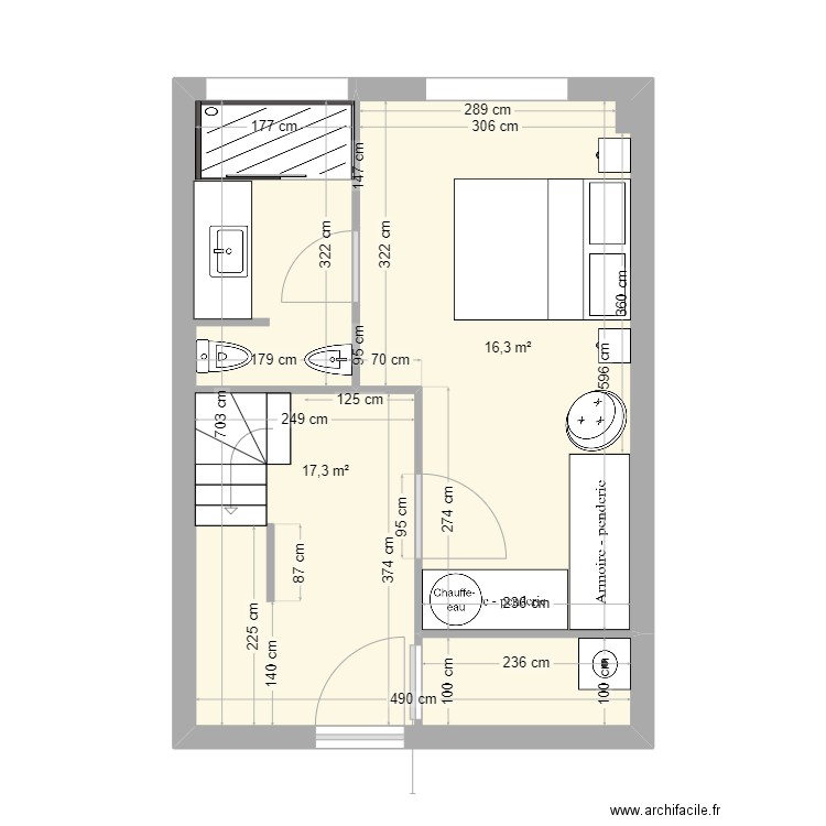 Platja RDC. Plan de 2 pièces et 34 m2