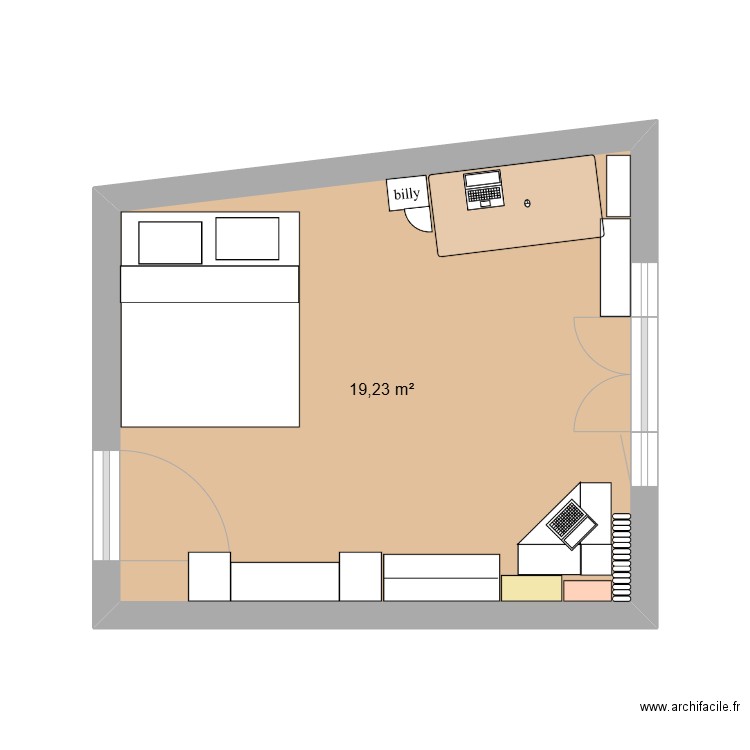 appart2. Plan de 1 pièce et 19 m2