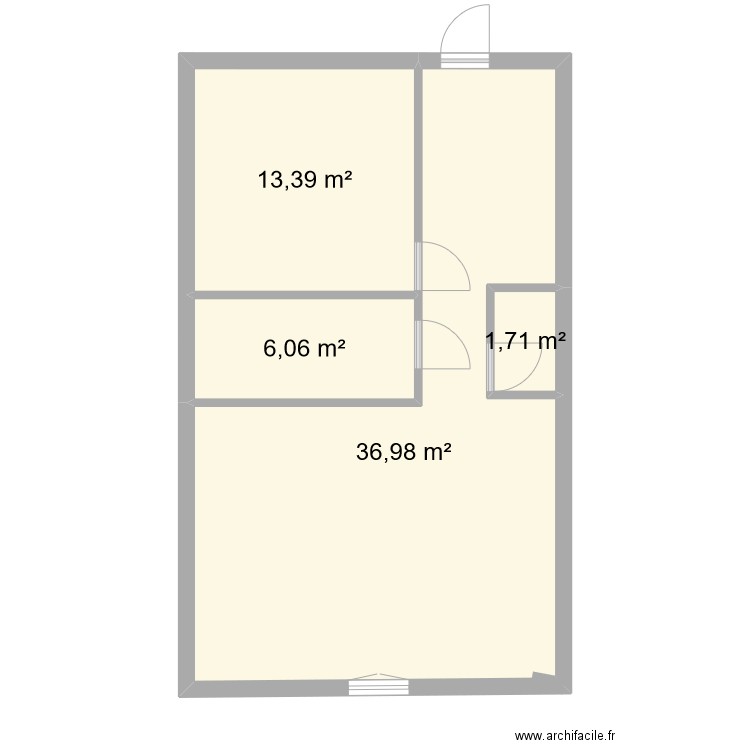 r+1 iniciale. Plan de 4 pièces et 58 m2