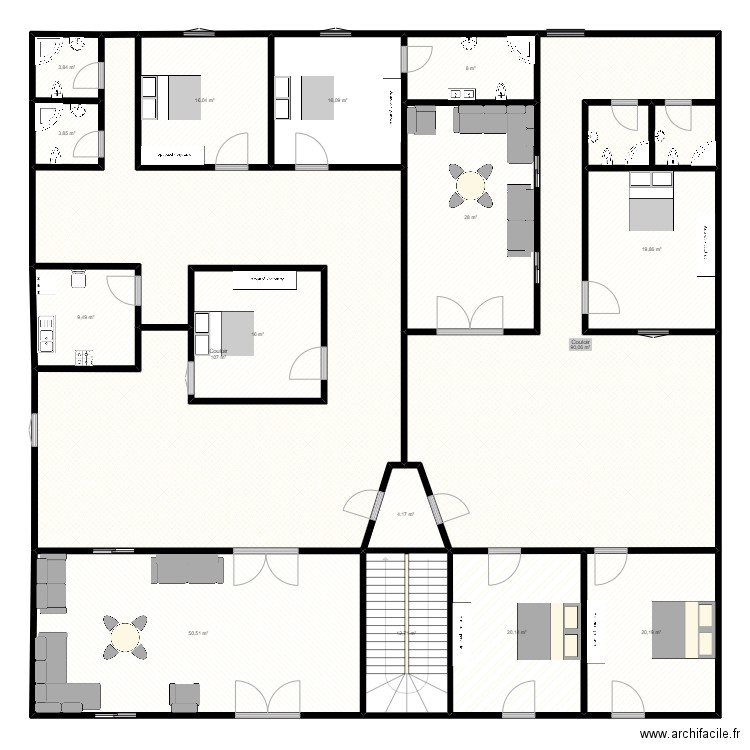 Plan B. Plan de 16 pièces et 426 m2