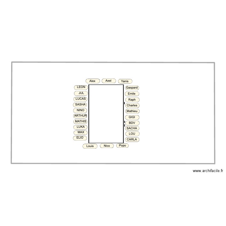 Table. Plan de 1 pièce et 161 m2