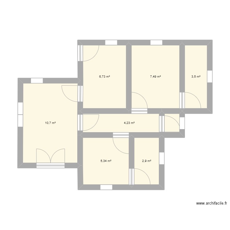 studio 1. Plan de 7 pièces et 41 m2