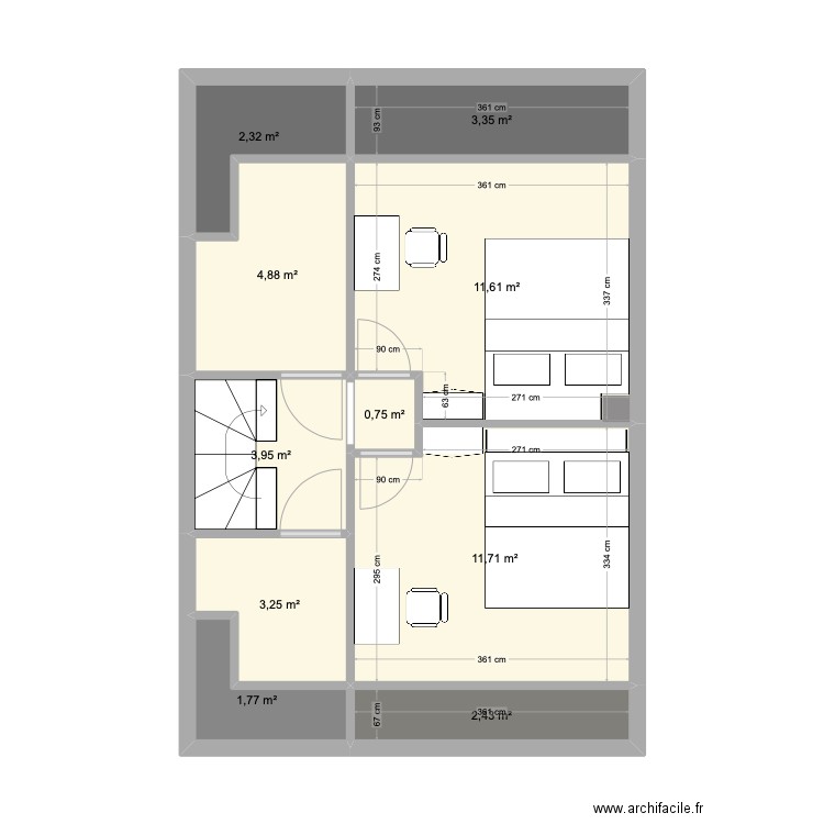 Zolder V3. Plan de 10 pièces et 46 m2