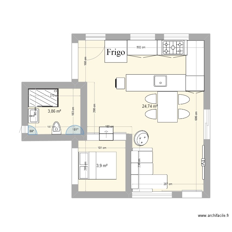 dev. Plan de 3 pièces et 33 m2