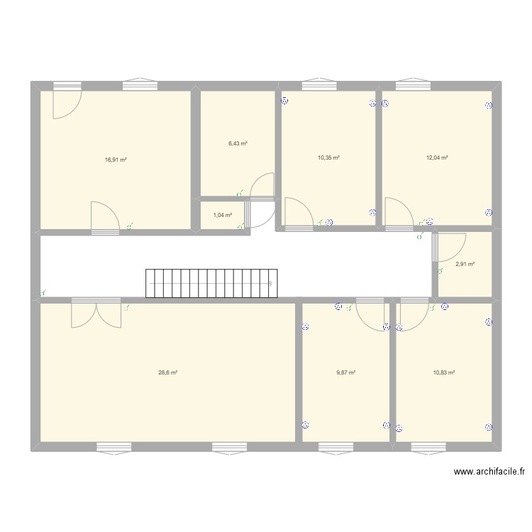 Maison Féy. Plan de 9 pièces et 99 m2