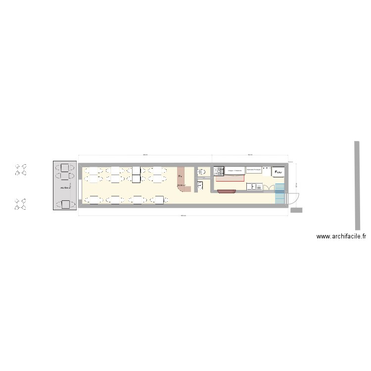 Restau Demi v3. Plan de 1 pièce et 40 m2