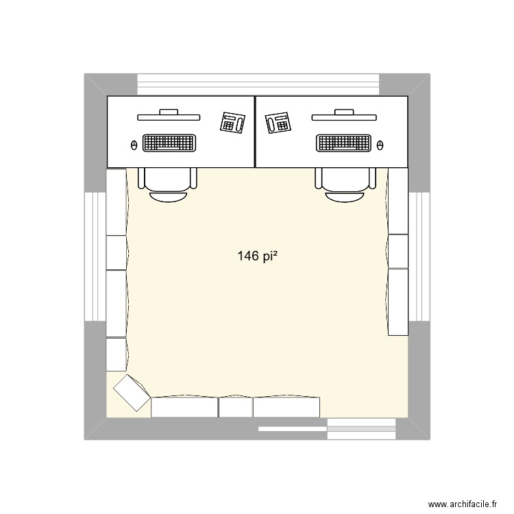 bUREAU 6.0. Plan de 1 pièce et 14 m2