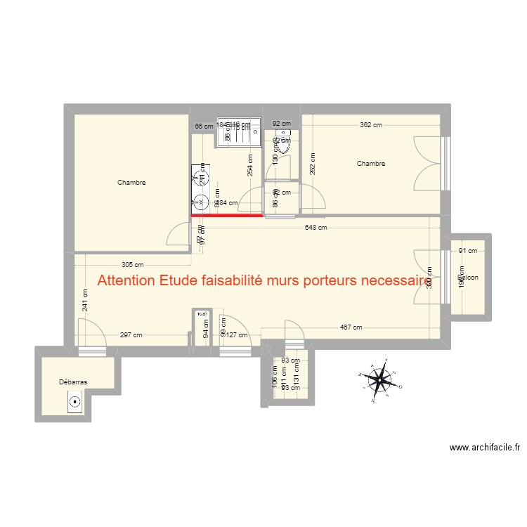 JULES Projet agrand  sde 5 . Plan de 14 pièces et 60 m2