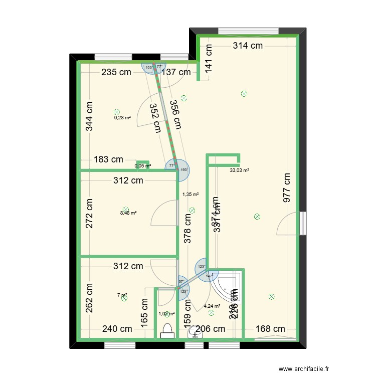 brice. Plan de 8 pièces et 132 m2