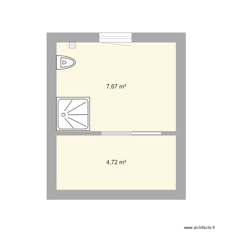Sdb 1. Plan de 2 pièces et 12 m2