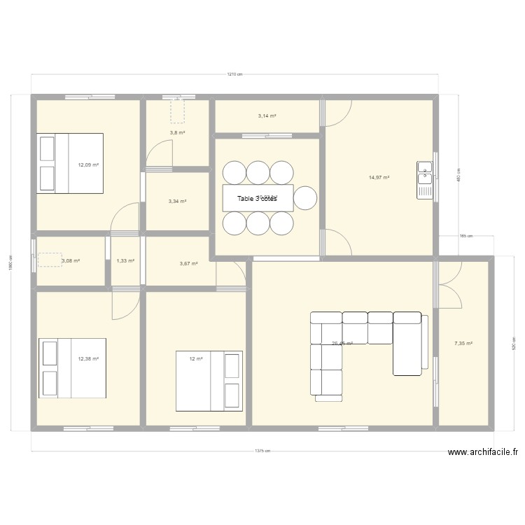 plan emile. Plan de 13 pièces et 115 m2