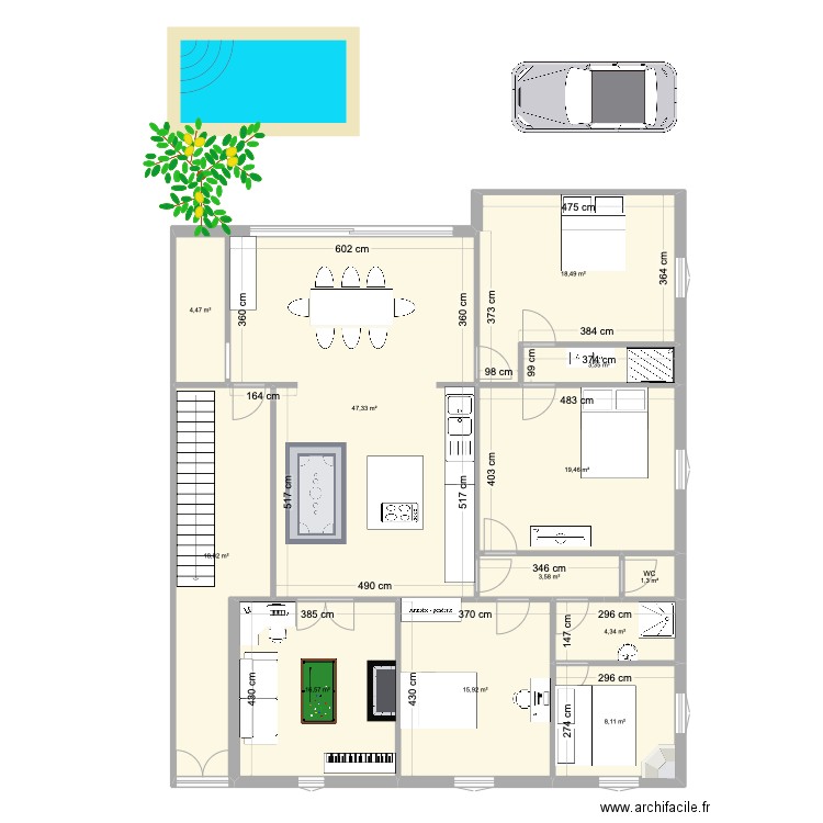 Labaune 2. Plan de 12 pièces et 161 m2