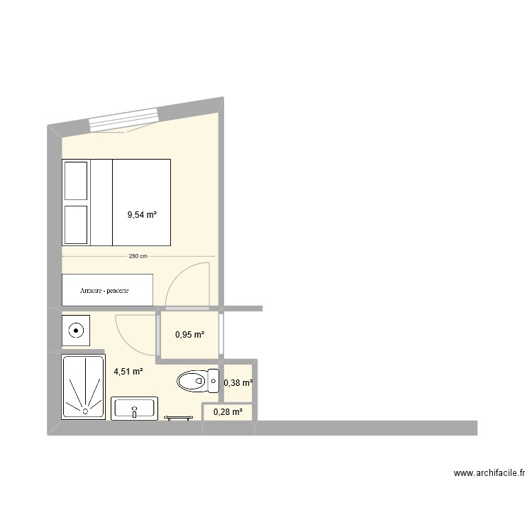 SM_Cezard. Plan de 5 pièces et 16 m2