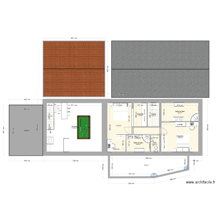 maison projet 2. Plan de 19 pièces et 253 m2