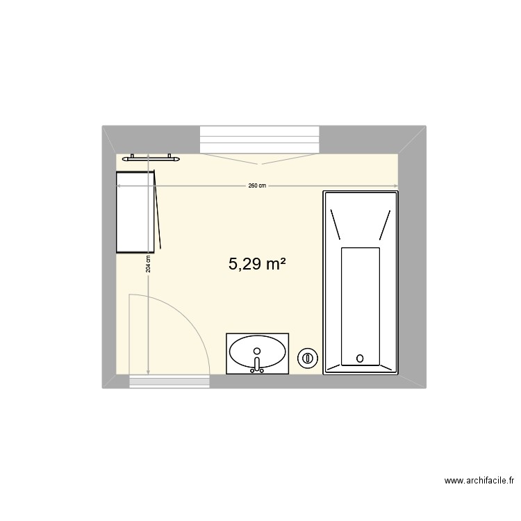 salle de bains. Plan de 1 pièce et 5 m2