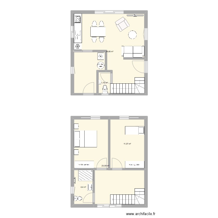 st jean. Plan de 5 pièces et 75 m2