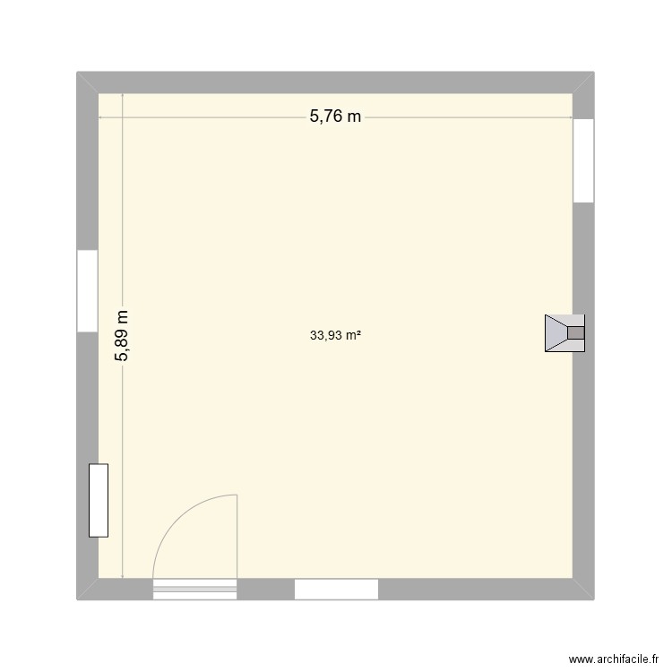 ploo. Plan de 1 pièce et 34 m2